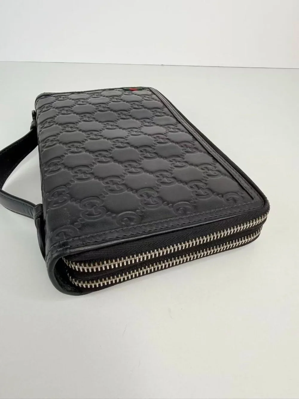 Gucci Signature GG Embossed Leather Zip Around Travel Organizer Clutch Wallet